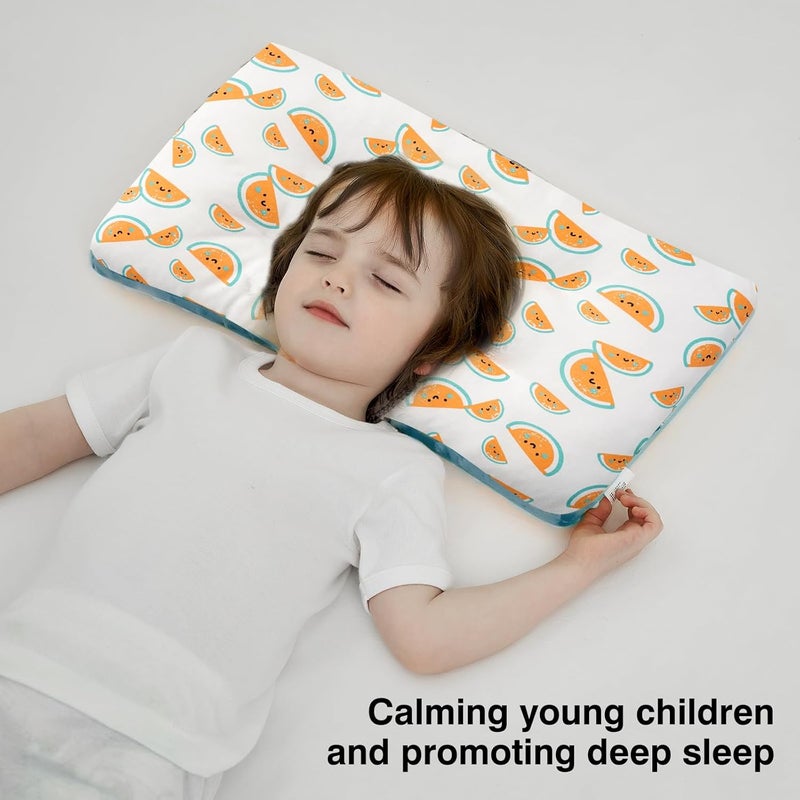 RESTIRY 1Pc Toddler Pillow,Breathable and Skin-Friendly,Machine Washable,100% Cotton Cute Kids Pillows for Sleeping,Kids Sleeping Pillow for 2-6 Year Old,19X11inches (Blue) - Image 2